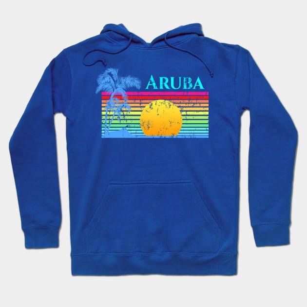 Retro Beach Aruba Sunset Hoodie by macdonaldcreativestudios